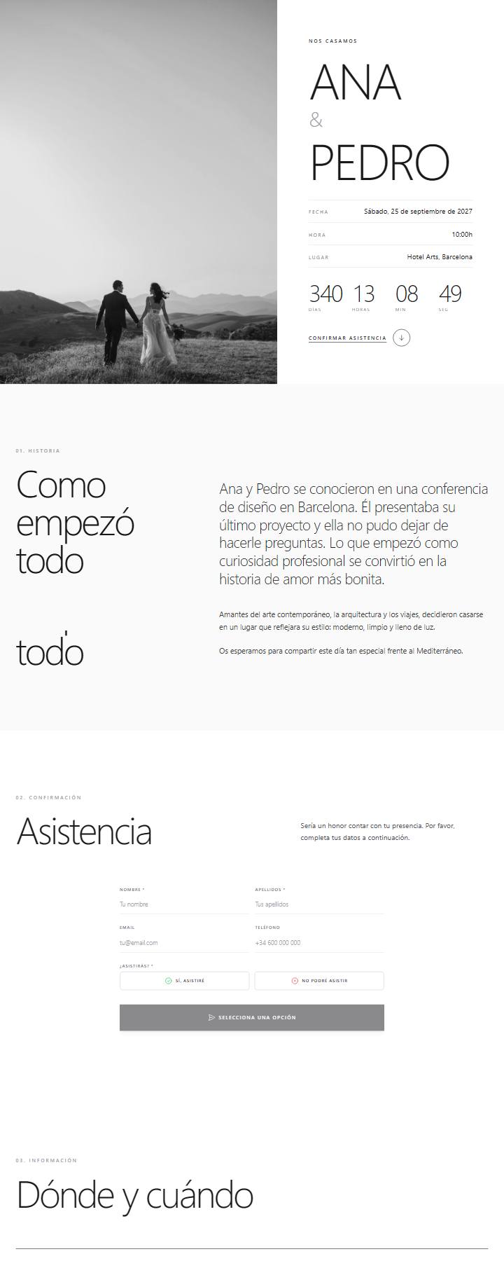 Vista de la web de Ana & Pedro