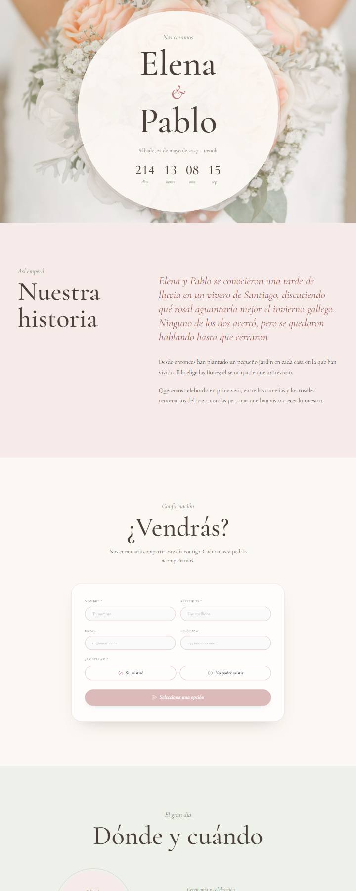 Vista de la web de Elena & Pablo