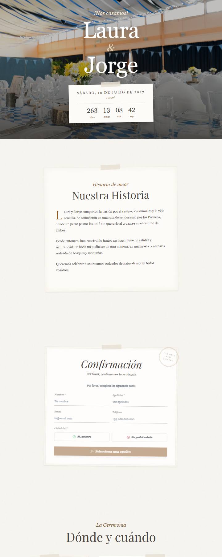 Vista de la web de Laura & Jorge
