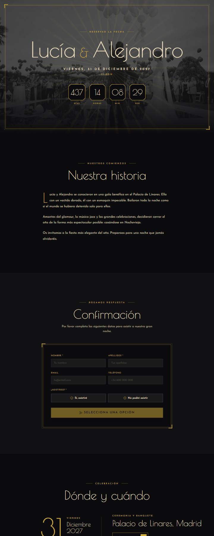 Vista de la web de Lucía & Alejandro