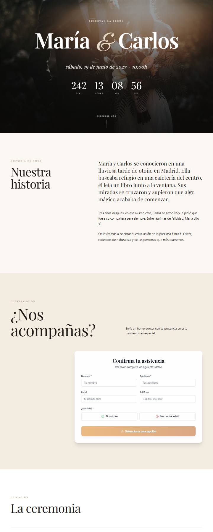 Vista de la web de María & Carlos